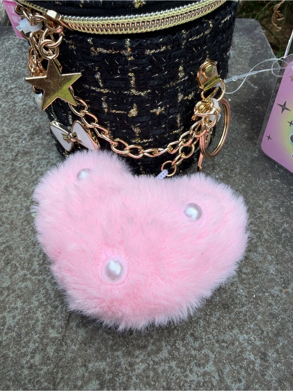 Tiny Mini Black Tweed Bow Fashion Bag Charm Crossbody + Hello Kitty Accessories - Picture 4 of 7